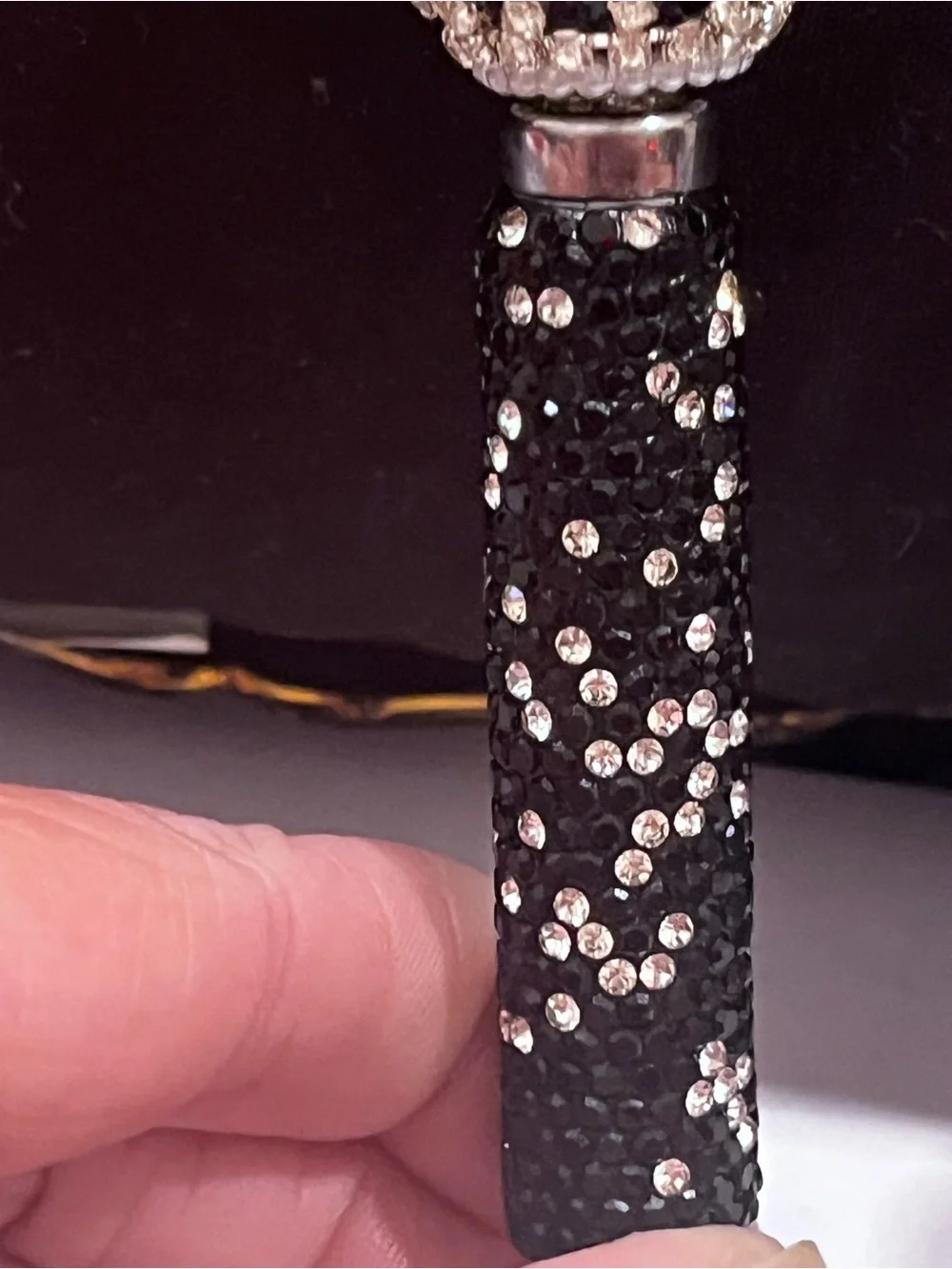 Designer inspired black and silver monogram focal fancy beaded pen